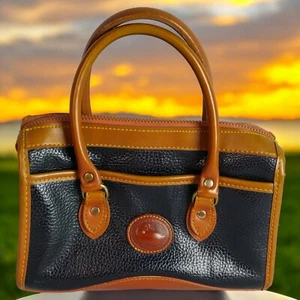 Bolso de Mano Dooney & Bourke Grande Negro Cuero Tostado Pilado Médicos - Imagen 1 de 18