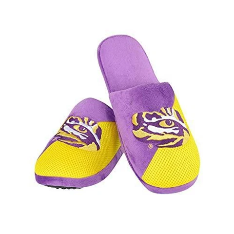 FOCO LSU Tigers NCAA Mens Logo Staycation Slippers - L Cover