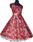 lata 50. sukienka taneczna sukienka na halkę czerwona kolorowe kwiaty moda vintage 36 38