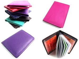 New Unisex High Quality Real Leather Slim Credit Card Holder Wallet Purse Pouch - Picture 1 of 89