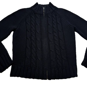 Gap Cardigan Sweater Boys XL Black Acrylic Cable Knit Long Sleeve Full Zip - Picture 1 of 12