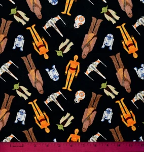 Star Wars Fabric - HALF YARD - 100% Cotton - Quilting R2D2 C3P0 Chewbacca BB-8 - Picture 1 of 1