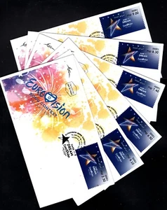 ISRAEL FDC 2019 EUROVISIÓN DREAM. ETIQUETA CAJERO AUTOMÁTICO #001 JUEGO DE 6. x46030 - Imagen 1 de 2