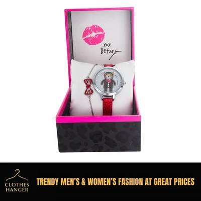 Juego de reloj y pulsera Betsey Johnson Bears and Bows 268948SLV Foto 1 de 4