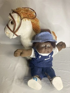 Cabbage patch kids Coleco vintage African American boy Babydoll fuzzy hair Horse - Picture 1 of 7