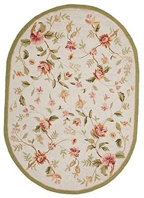  Alfombra Chelsea Collection - 4'6" x 6'6" ovalada, marfil, enganchada a mano francesa  Foto 1 de 4