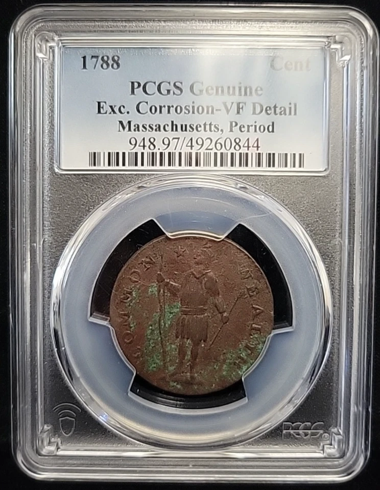 1788 Massachusetts Colonial Copper Cent PCGS VF Detail | Period | See Pics - Image 1 of 4