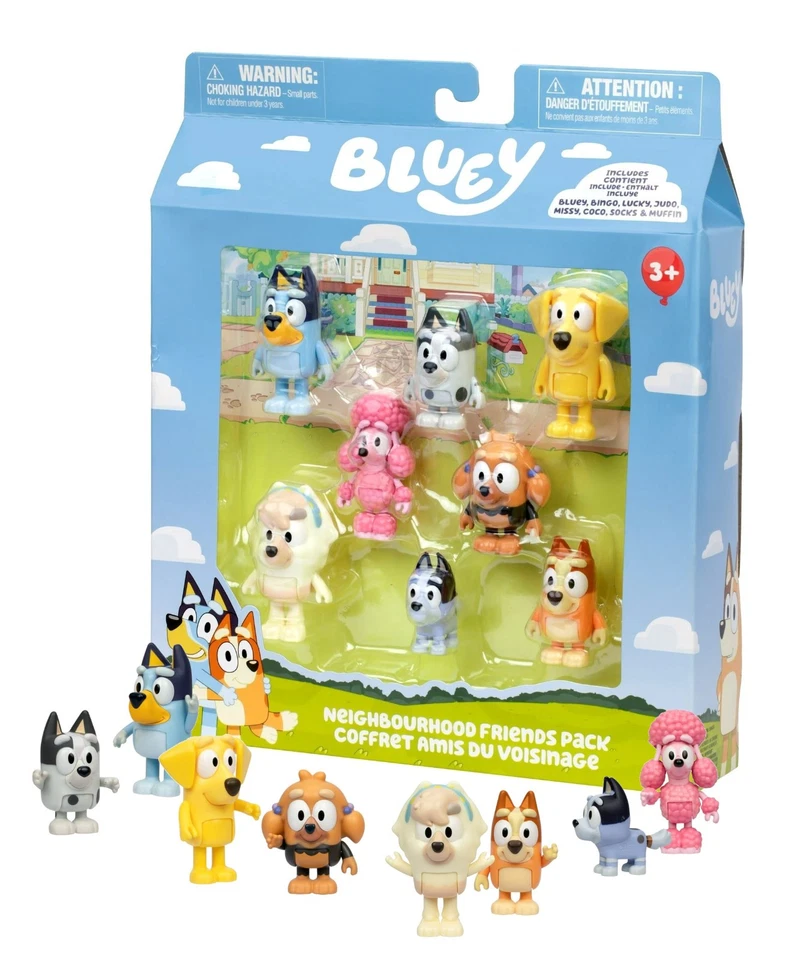 Conjunto de bonecos Bluey Neighborhood Friends pacote com 8 novos no pacote - Imagem 1 de 1