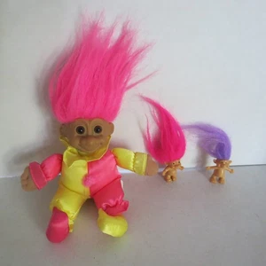 Muñeca Payaso Troll Russ Berrie & Co, Inc. CX Rosa Amarillo Bufón Suave De Colección Años 90 - Imagen 1 de 7