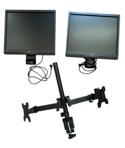 ViewSonic VA708A-R 17" LCD Dual/2 Monitors w/VIVO C-Clamp Dual Monitor Stand - Picture 1 of 8