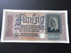 50 Reichsmark Genuine original banknote occupier territories 1939-1945 - Picture 1 of 8