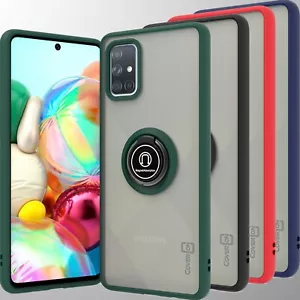 Custodia ad anello per Samsung Galaxy A71 cavalletto magnetico metallo trasparente rigida cover telefono - Foto 1 di 26