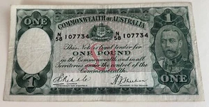 1933 Australian £1 One Pound Riddle/Sheehan Banknote R28 - Picture 1 of 2