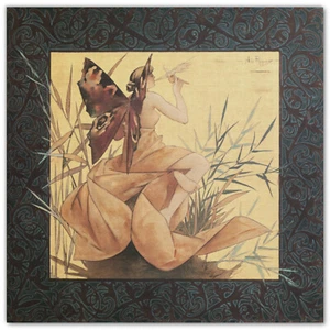 Winged Nymph Blowing Amongst Reeds ART PRINT POSTER Alexandre de Riquer 1887 - Picture 1 of 6