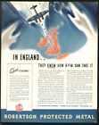 Robertson Protected Metal LONDON BLITZ Nazi Plane MAY 1942 Original Print Ad