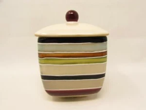 Jentry by Tabletops Small Canister & Lid Various Color Lines On Rim (K) - Picture 1 of 1
