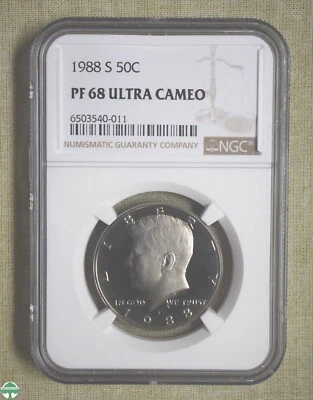1988-S KENNEDY HALF DOLLAR - NGC CERTIFIED - PF 68 ULTRA CAMEO - Image 1 of 2