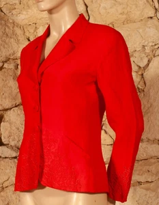 'KENZO - PARIS' VINTAGE EMBROIDED LINEN JACKET UK 8/10 - US 4/6 - FR 36/38 - Picture 1 of 7