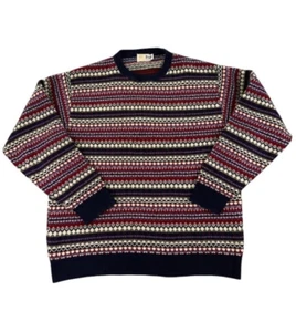 Vintage Pringle of Scotland Sweater Mens Large Fair Isle Pure New Lambswool Wool - Picture 1 of 12