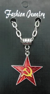 Hammer & Sickle Pendant Necklace 20" or 24 Red Star Communist Socialist USSR - Picture 1 of 4