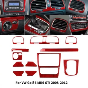 13Pcs For Volkswagen VW Golf 6 MK6 GTI 08-12 Carbon Fiber Interior Full Set Trim - Picture 1 of 12