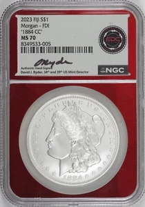 "1884-CC" Morgan Dollar 2023 Fiji 1 oz Silver NGC MS70, Ryder Label [BN005] - Picture 1 of 2