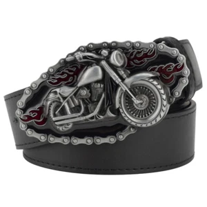 Punk PU Gürtel Jeansgürtel Ledergürtel Belt Motorrad motorcycle Schnalle skull - Picture 1 of 3