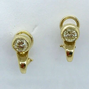 14K Yellow Gold Plated Silver 1.35ct Real Moissanite Omega Back Stud Earrings - Picture 1 of 10