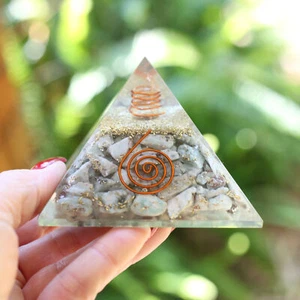 Larimar Orgone Pyramid 75mm EMF and 5G Energy Protection Orgonite Generator - Picture 1 of 9