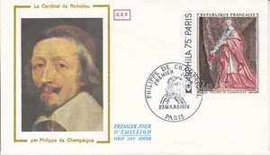 Briefumschlag 1. Tag Richelieu Gemälde von Philippe de Champaigne 1974 CEF - Bild 1 von 2