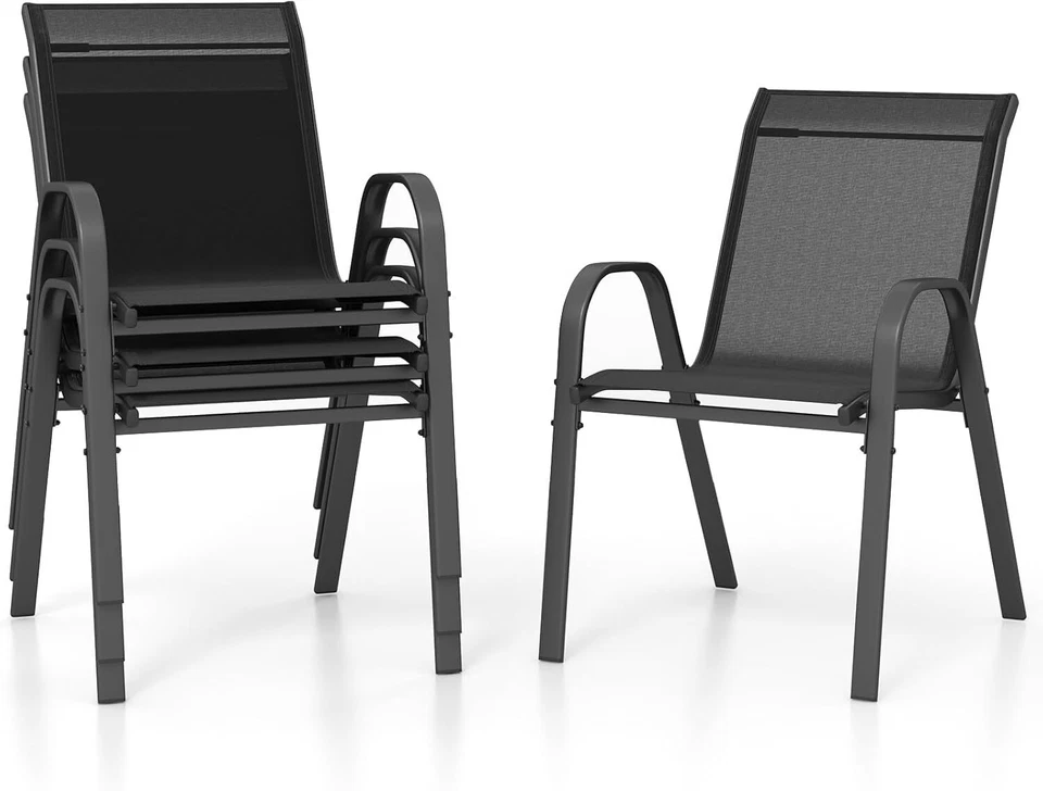 Gartenstuhl stapelbar Stapelstühle Terrassenstühle mit Armlehnen Metall - Bild 1 von 1
