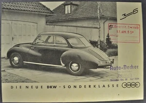 1954 DKW Auto Union Sonderklasse Brochure Sheet Excellent Original German Text - Picture 1 of 2