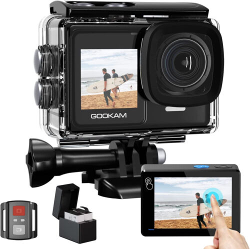GOOKAM Action Cam WiFi 4K/60fps 24 MP Sports Camera Touch Screen EIS Anti-shake