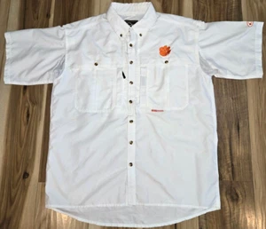Drake Waterfowl Button Shirt SC Clemson Tigers Mens White Size M Short Sleeve - Picture 1 of 10