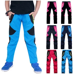 Child Kids Boys&Girls Windproof Outdoor Trouser Fleece Lined Ski Hiking Trousers - Picture 1 of 28