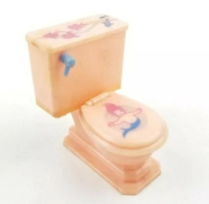Vintage Miniature RENWAL Pink Plastic Dollhouse Bathroom Toilet Mermaid - Picture 1 of 6