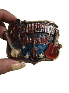 Vtg The Great American Buckle Co 1982 Country Music Belt Buckle 3D H919 Enameled