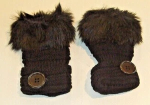 Women's Black Knit With Faux Fur Fingerless Gloves - One Size Fits All - NWOT - Picture 1 of 6