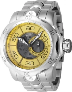 Invicta 47912 Mens 54mm Venom Quartz Yellow Dial Silver Stainless Steel Watch - Picture 1 of 1