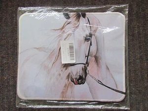 New in Sealed Plastic White Draft Horse Mouse Pad Desk Mat Equestrian - Picture 1 of 2