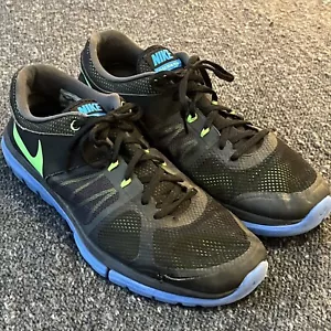 Size 11.5 - Mens Nike Flex Run 2014 Black/Blue/Yellow - Picture 1 of 10