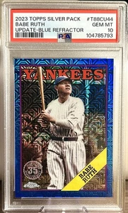 Babe Ruth 2023 Topps Silver Pack Blue Refractor /150 #T88CU44 PSA 10 Yankees HOF - Picture 1 of 2