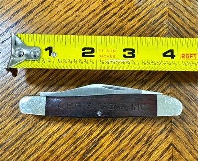 Hard Hat USA Oak Wood Handle Pen Folding Knife in great condition. - Image 1 of 3