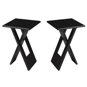 Home Square Folding End Table in Black - Set of 2 - Picture 1 of 3