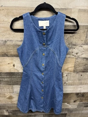 JOA Blue Denim Sleeveless Dress. Button Down Short XS - Image 1 of 4