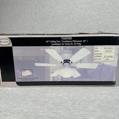 Canarm 30" Ceiling Fan 3829-450 Twister Bleached Oak 3 Speed Globe Light - Image 1 of 4