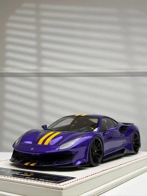 Ferrari 488 Pista NOVITEC (Purple/ Yellow Stripes) [Davis & Giovanni] 1:18 scale - Image 1 of 4