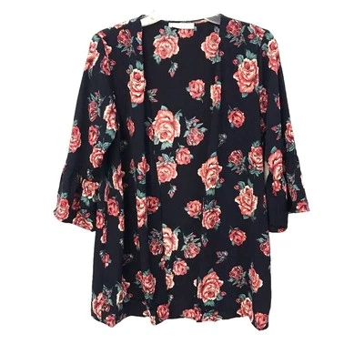 New ModCloth Jessy B Navy Floral Polyester Career Business  Kimona Xs - Image 1 of 4