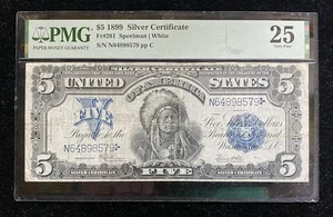 Fr.281 1899 $5 Five Dollar Silver Certificate "INDIAN CHIEF NOTE" PMG 25 - Picture 1 of 2