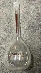 Lab Supplies vintage pyrex 500 ml volumetric flask red stripe #5660 - Picture 1 of 1